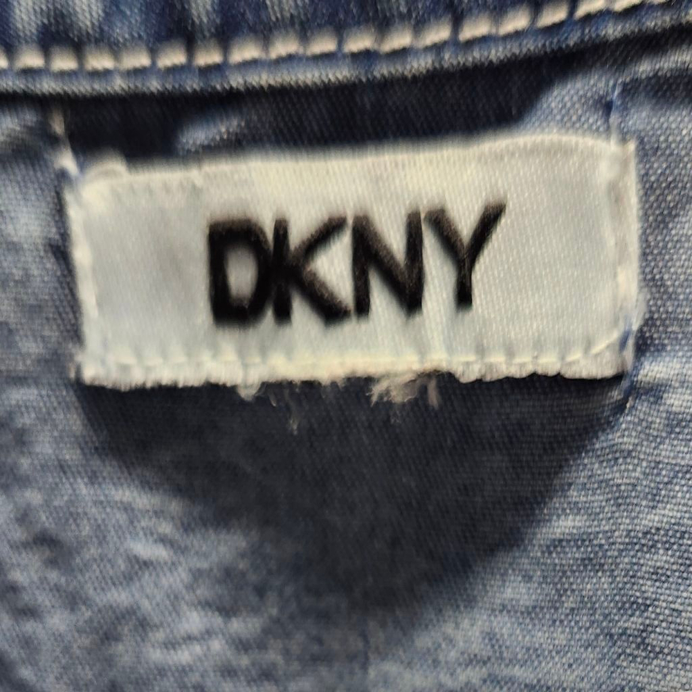 Girls DKNY Casual Denim Dress Size 6 Blue with Purple Buttons B2 - Picture 2 of 5